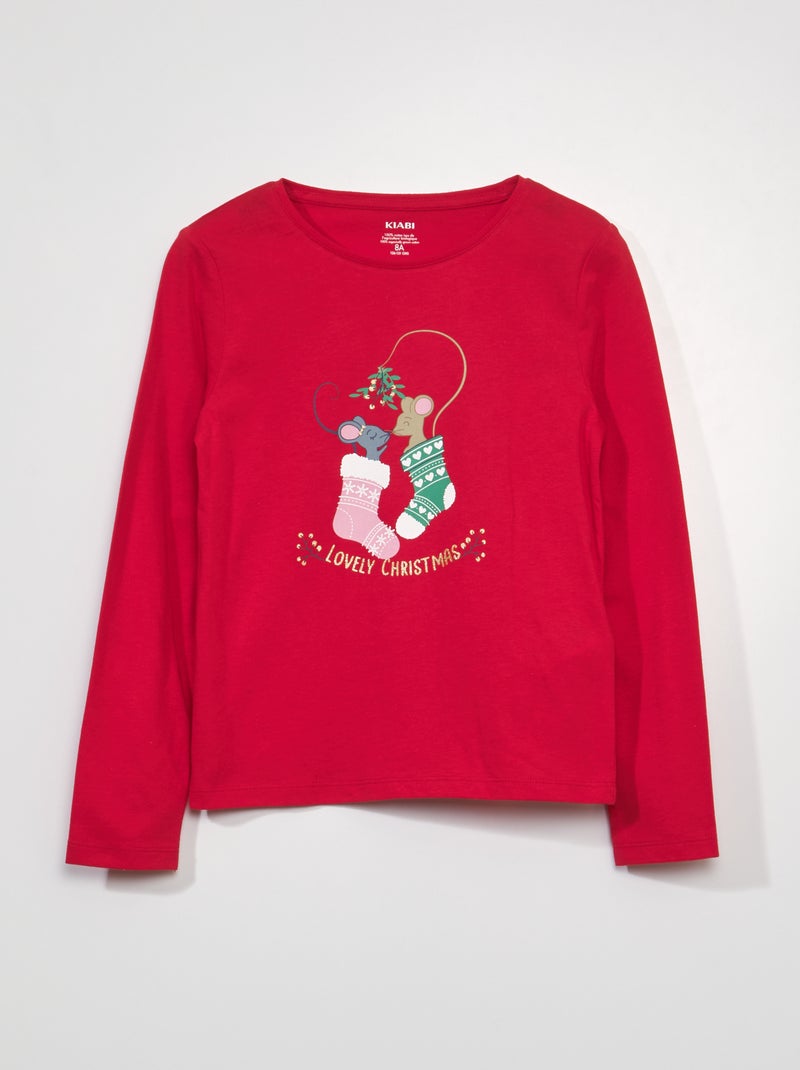 T-shirt met lange mouw ROOD - Kiabi