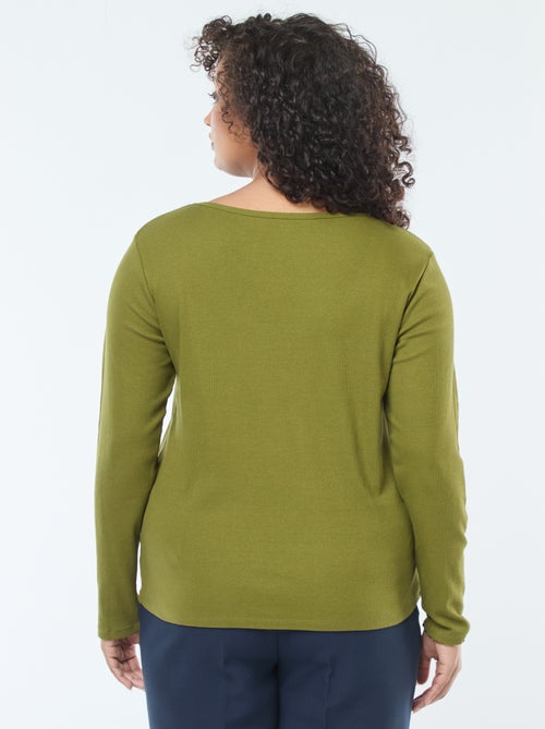 T-shirt met lange mouw van ribstof - Kiabi