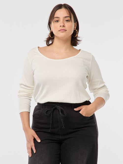 T-shirt met lange mouw van ribstof - Kiabi