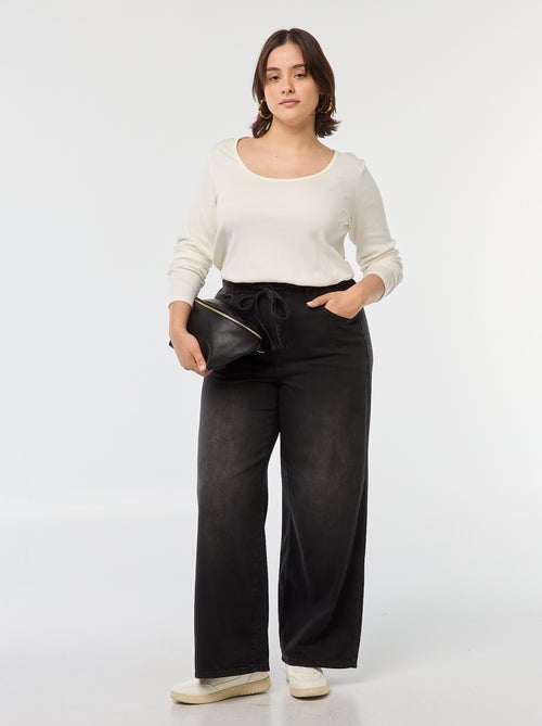 T-shirt met lange mouw van ribstof - Kiabi