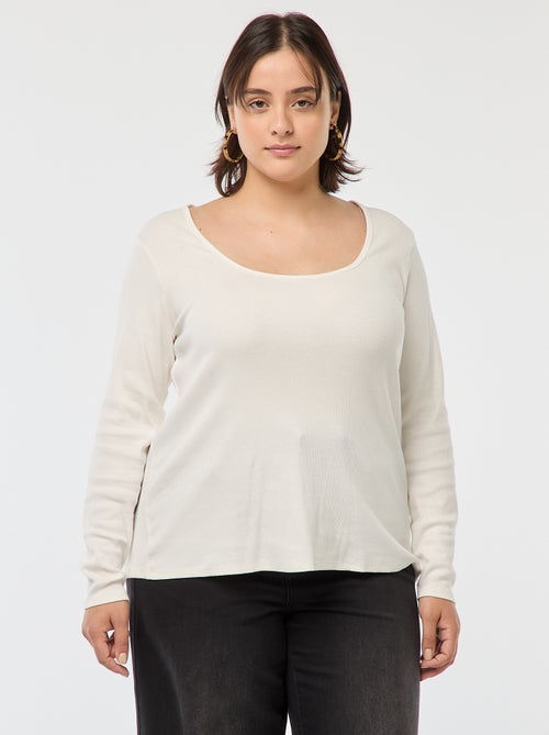 T-shirt met lange mouw van ribstof - Kiabi