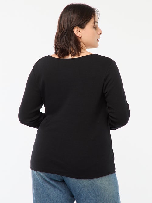 T-shirt met lange mouw van ribstof - Kiabi