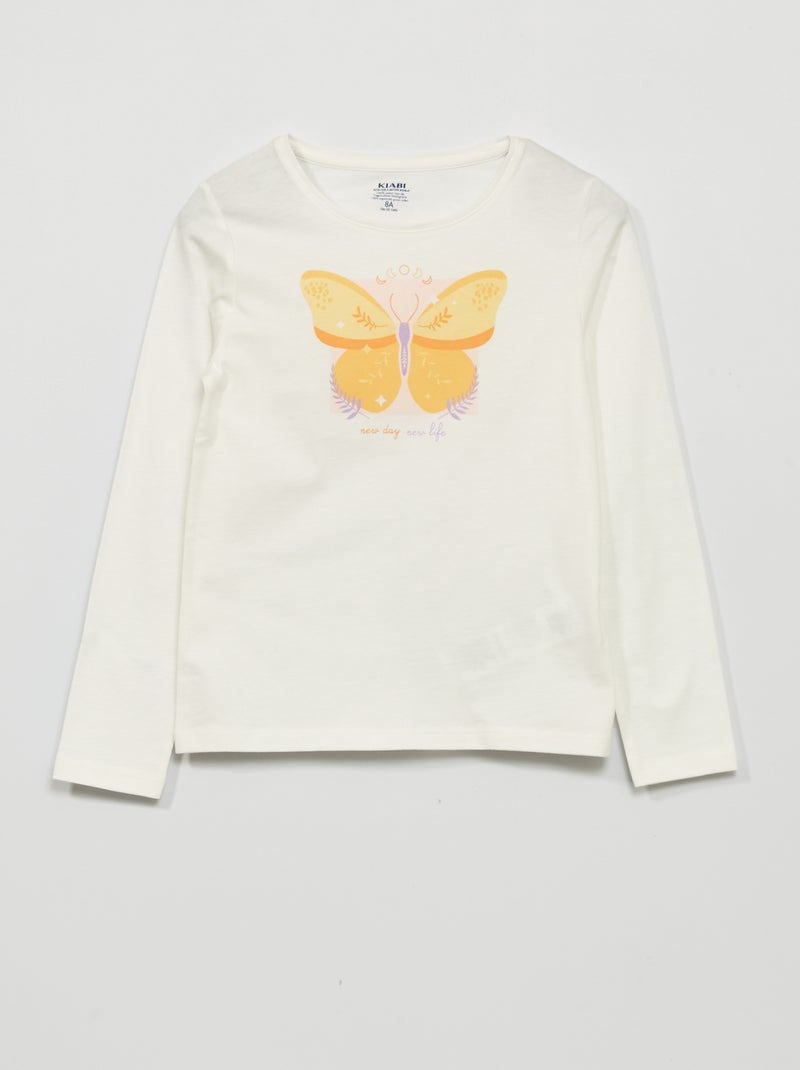 T-shirt met lange mouw WIT - Kiabi