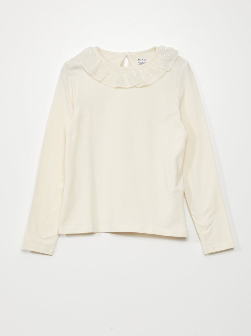 T-shirt met lange mouw WIT - Kiabi