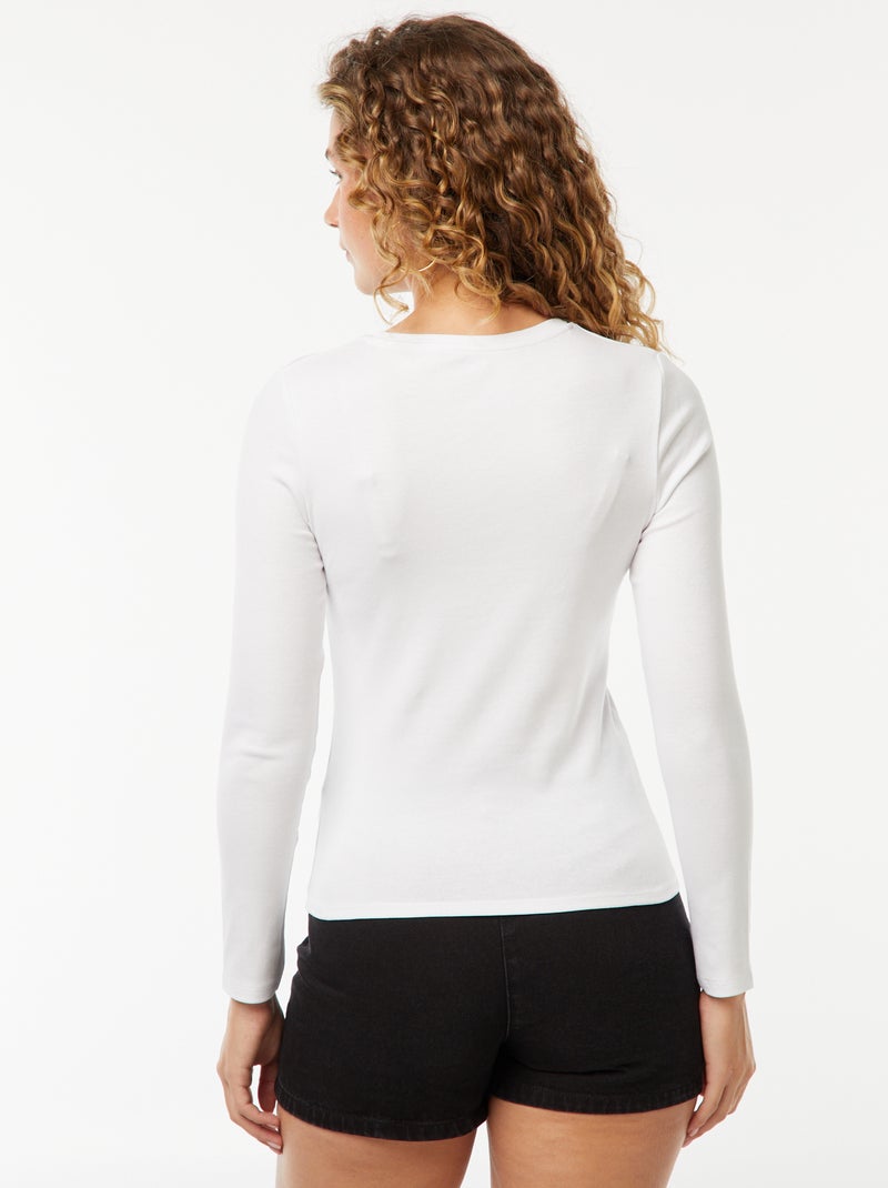 T-shirt met lange mouw wit - Kiabi