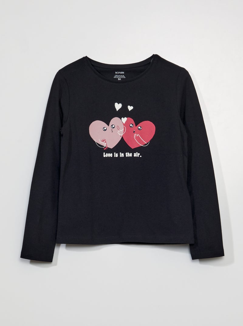 T-shirt met lange mouw ZWART - Kiabi