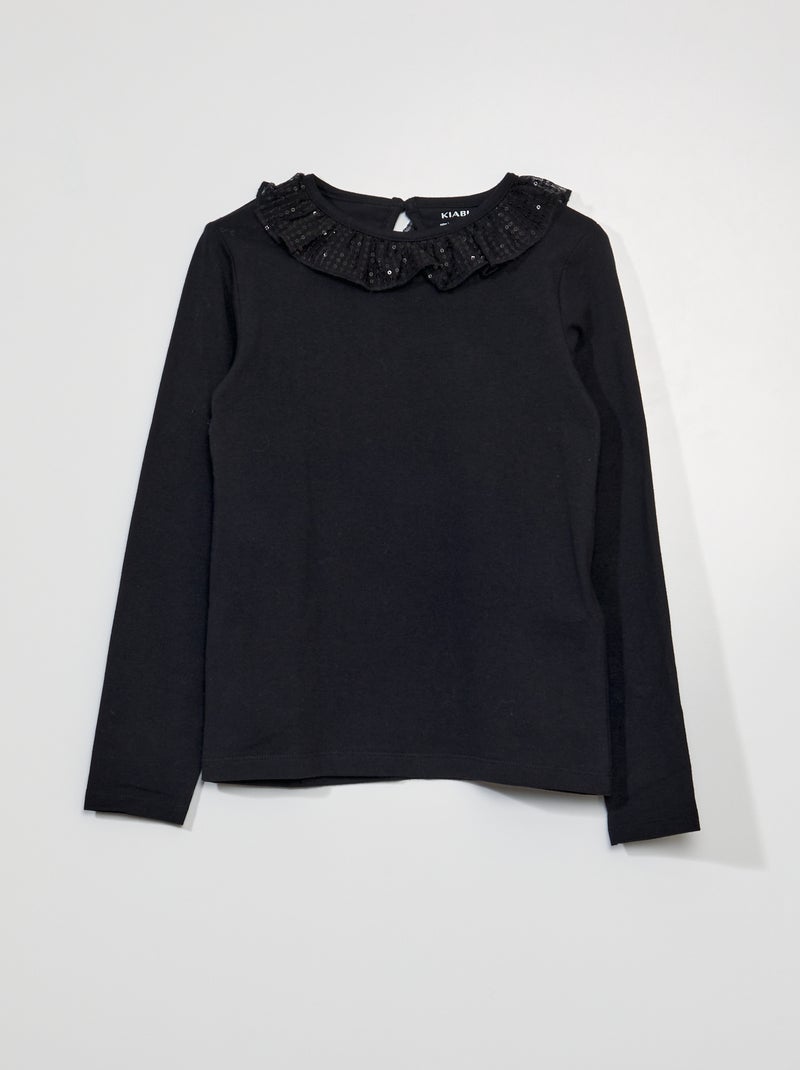 T-shirt met lange mouw ZWART - Kiabi