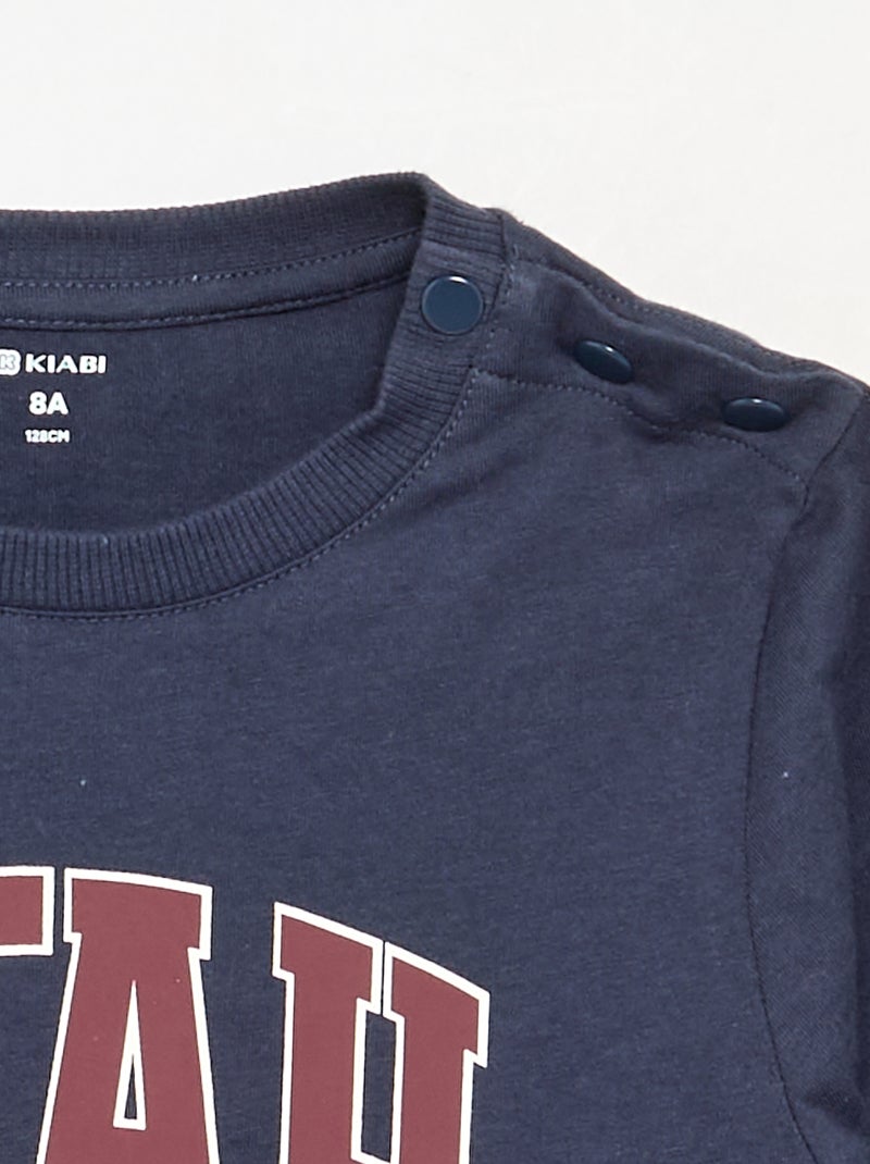 T-shirt met lange mouwen - gemakkelijk aan te trekken collectie Blauw - Kiabi