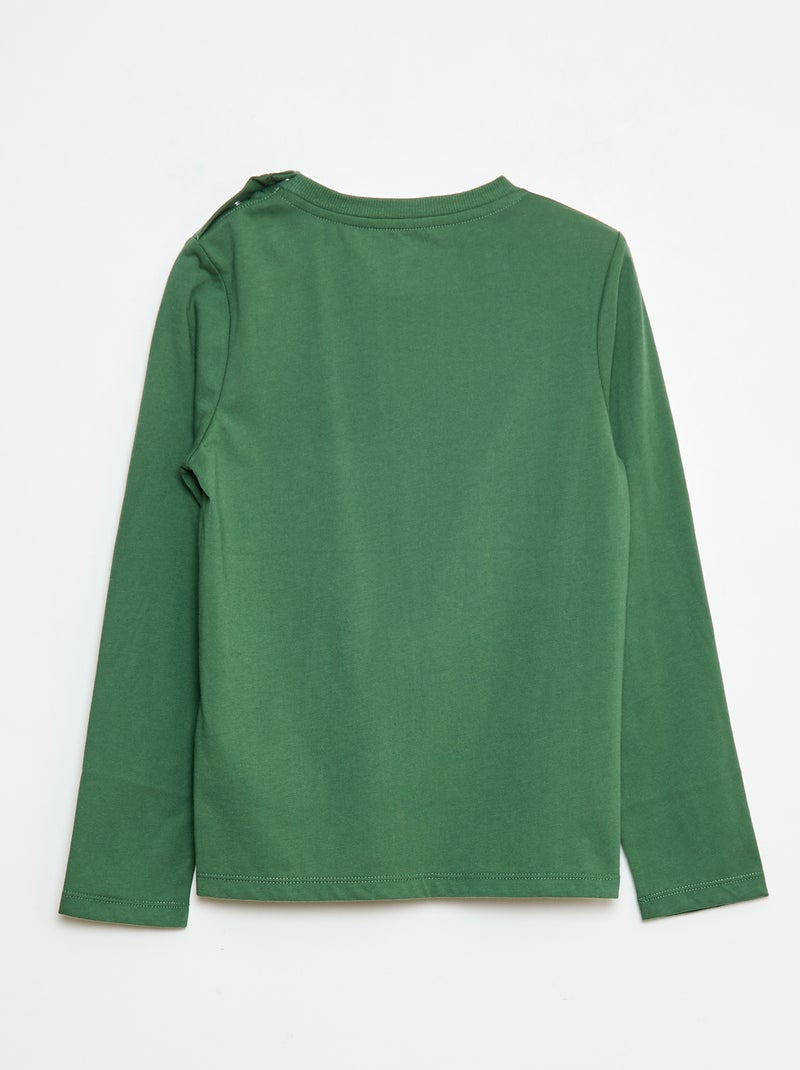 T-shirt met lange mouwen - Jurassic World - gemakkelijk aan te trekken collectie Kaki - Kiabi