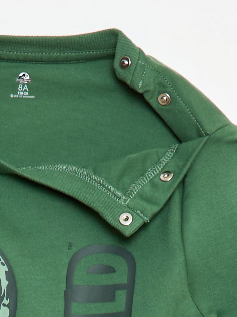 T-shirt met lange mouwen - Jurassic World - gemakkelijk aan te trekken collectie Kaki - Kiabi