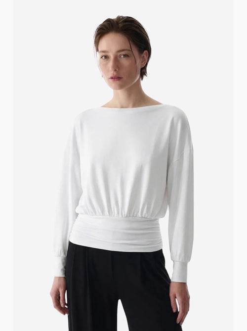T-shirt met lange mouwen boothals taille detail modal penti - Kiabi T-shirt met lange mouwen boothals taille detail modal penti - Kiabi