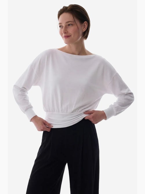 T-shirt met lange mouwen boothals taille detail modal penti - Kiabi T-shirt met lange mouwen boothals taille detail modal penti - Kiabi