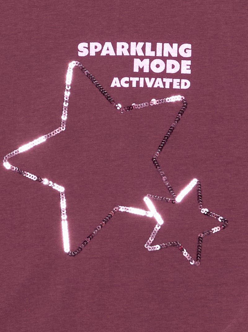 T-shirt met lange mouwen en animatie Paars - Kiabi