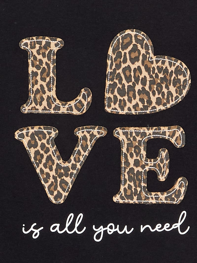 T-shirt met lange mouwen en animatie Zwart - Kiabi
