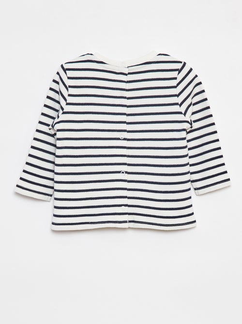 T-shirt met lange mouwen en 'bonjour'-borduursel op de borst - Kiabi