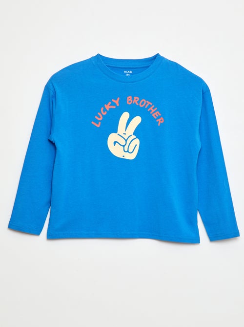 T-shirt met lange mouwen en 'brother'-print - Kiabi