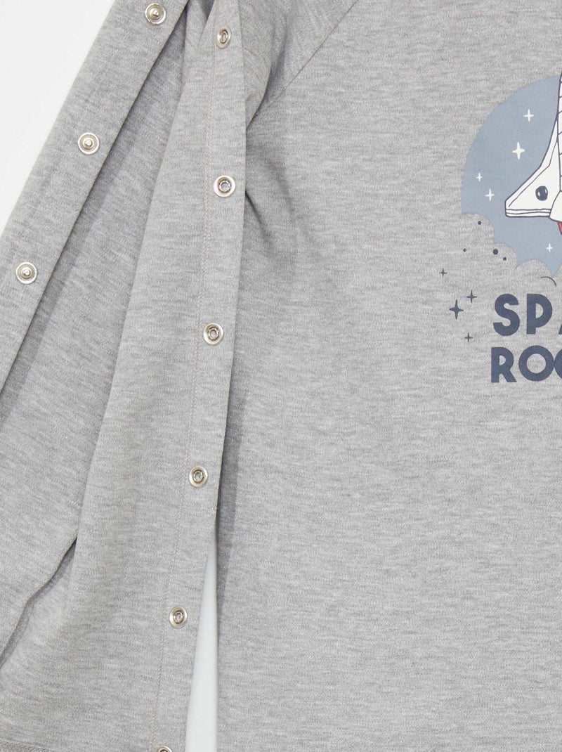 T-shirt met lange mouwen en drukknopen - collectie gemakkelijk aan te trekken GRIJS - Kiabi