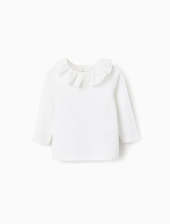 T-shirt met lange mouwen en een kraag met ruches