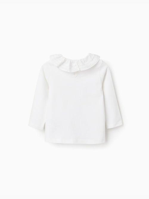 T-shirt met lange mouwen en een kraag met ruches - Kiabi