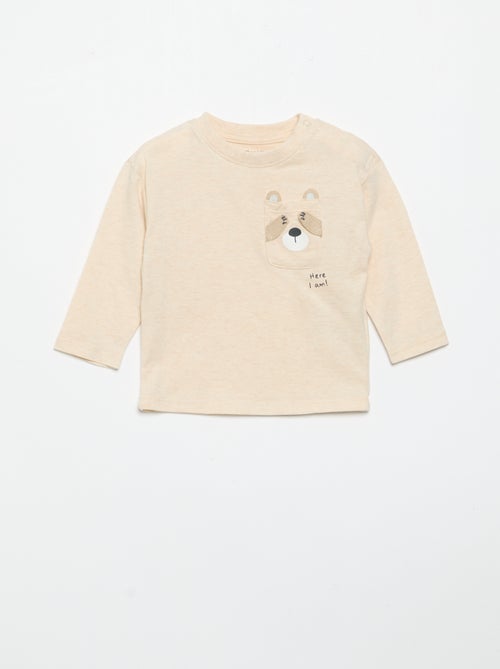 T-shirt met lange mouwen en geanimeerde zak - Kiabi T-shirt met lange mouwen en geanimeerde zak - Kiabi