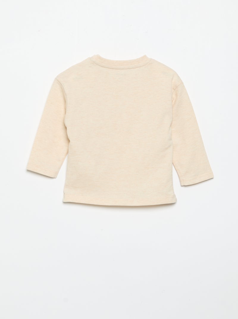 T-shirt met lange mouwen en geanimeerde zak Biege - Kiabi