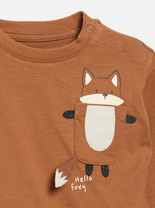 T-shirt met lange mouwen en geanimeerde zak - Kiabi T-shirt met lange mouwen en geanimeerde zak - Kiabi