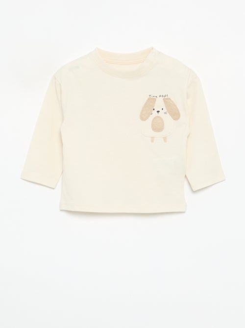 T-shirt met lange mouwen en geanimeerde zak - Kiabi