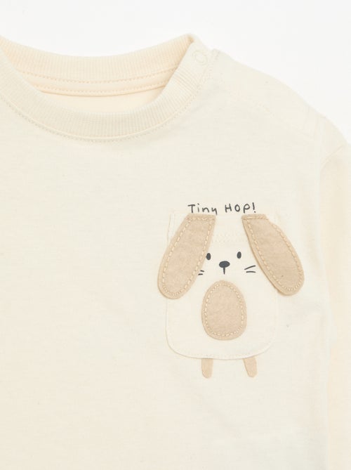 T-shirt met lange mouwen en geanimeerde zak - Kiabi