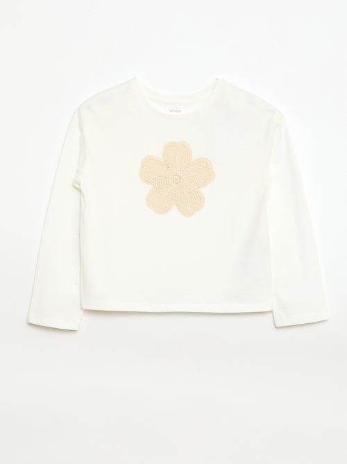 T-shirt met lange mouwen en geborduurde animatie vooraan - Kiabi