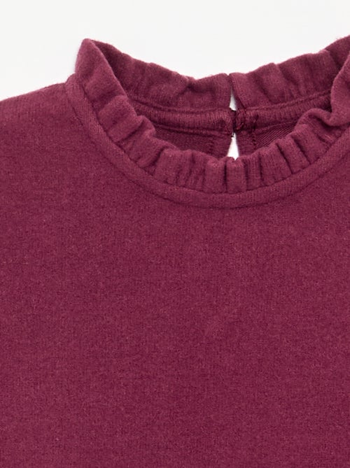 T-shirt met lange mouwen en kraag met ruches - Kiabi