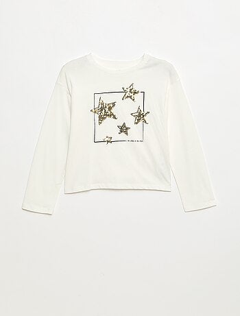 T-shirt met lange mouwen en lovertjes