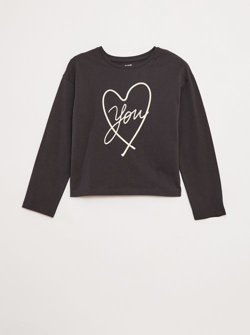 T-shirt met lange mouwen en lovertjes - Kiabi