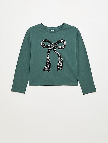 T-shirt met lange mouwen en lovertjes