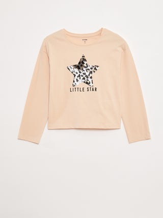 T-shirt met lange mouwen en lovertjes