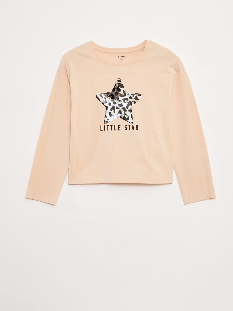 T-shirt met lange mouwen en lovertjes Rose - Kiabi