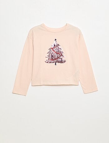 T-shirt met lange mouwen en lovertjes