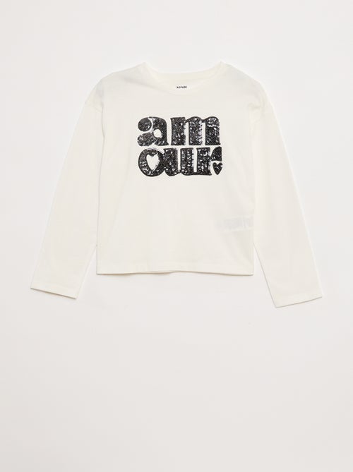 T-shirt met lange mouwen en lovertjes - Kiabi