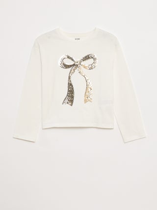 T-shirt met lange mouwen en lovertjes