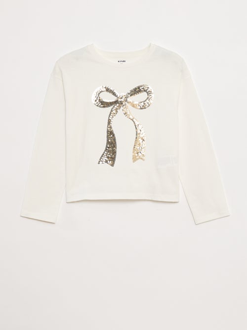T-shirt met lange mouwen en lovertjes - Kiabi
