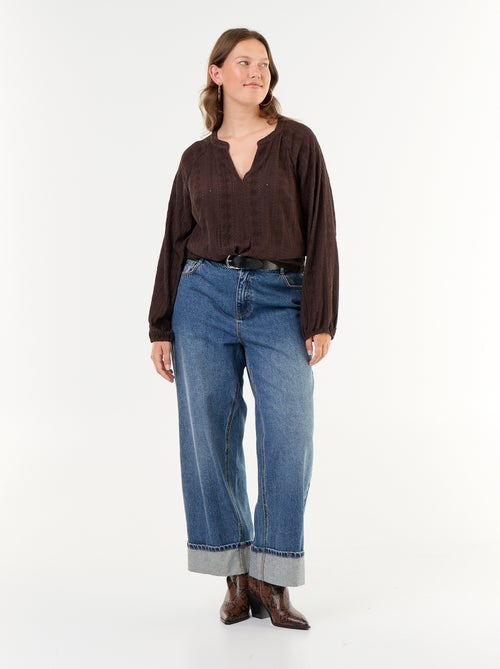 T-shirt met lange mouwen en opengewerkte stof - Kiabi