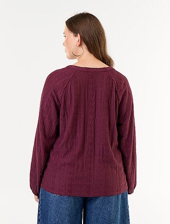 T-shirt met lange mouwen en opengewerkte stof