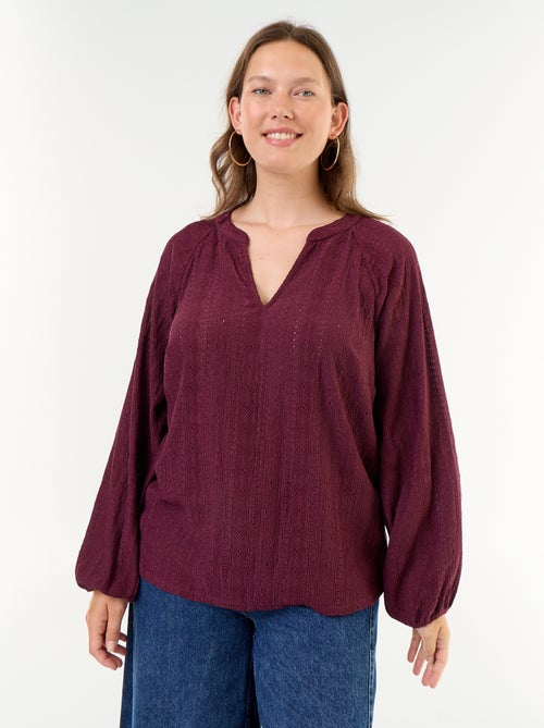 T-shirt met lange mouwen en opengewerkte stof - Kiabi