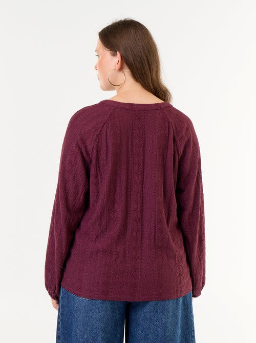 T-shirt met lange mouwen en opengewerkte stof - Kiabi