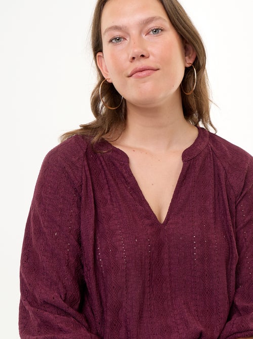 T-shirt met lange mouwen en opengewerkte stof - Kiabi