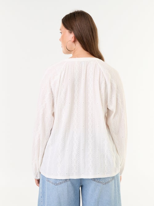 T-shirt met lange mouwen en opengewerkte stof - Kiabi