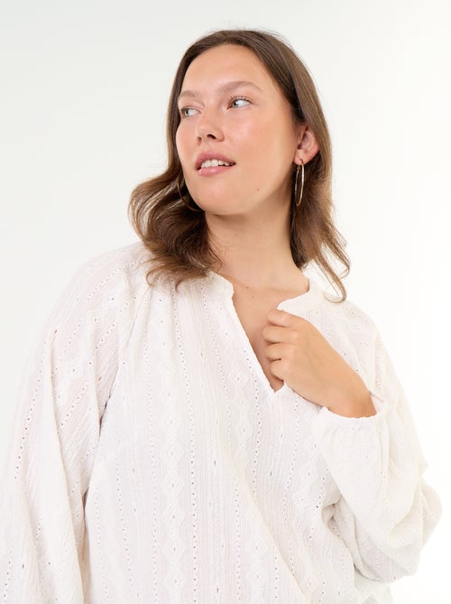 T-shirt met lange mouwen en opengewerkte stof - Kiabi