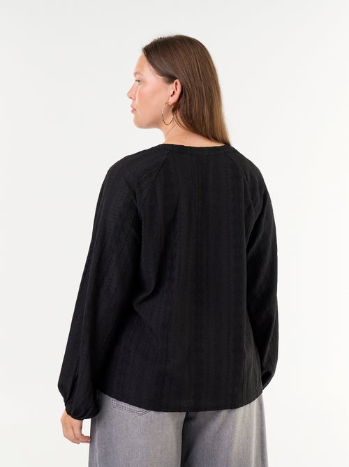 T-shirt met lange mouwen en opengewerkte stof - Kiabi