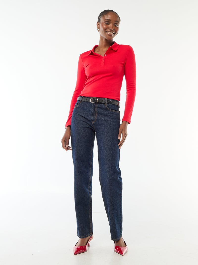 T-shirt met lange mouwen en polokraag rood - Kiabi