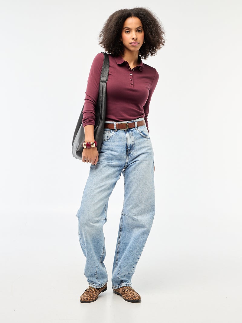 T-shirt met lange mouwen en polokraag Rood - Kiabi