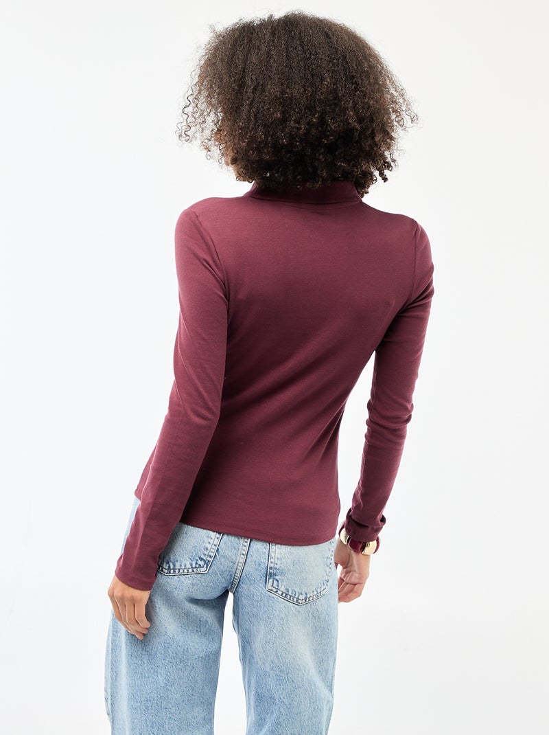 T-shirt met lange mouwen en polokraag Rood - Kiabi